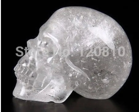 YM  324    QUARTZ ROCK CRYSTAL Carved Crystal Skull, Realistic, Crystal Healing