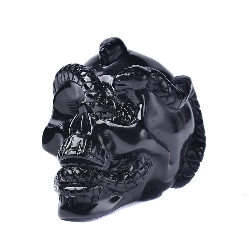 1PC Natural Crystal Quartz Mineral Jewelry Obsidian Skull Crystal Carving Home Decoration Halloween and DIY Decorations