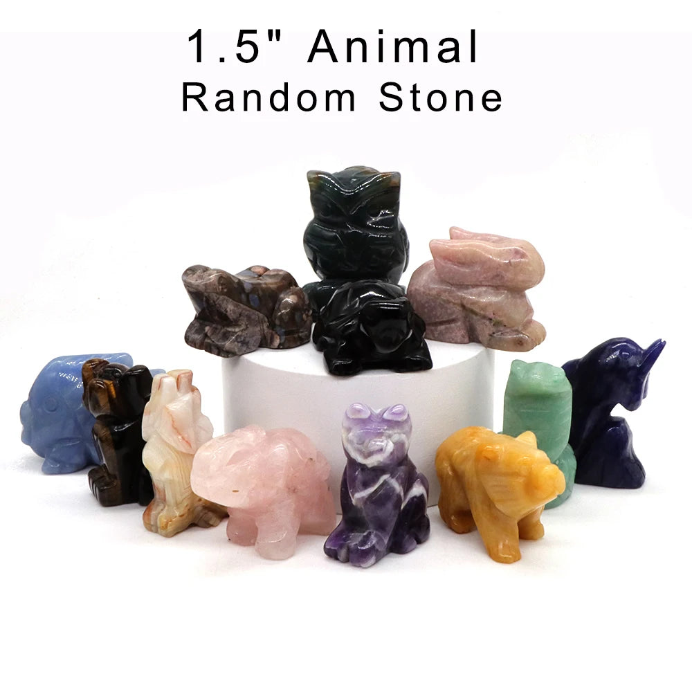 12pc/ Set Mix Natural Random Crystals and Stones Animals