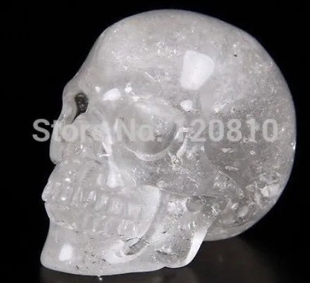 YM  324    QUARTZ ROCK CRYSTAL Carved Crystal Skull, Realistic, Crystal Healing