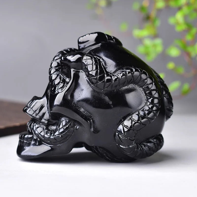 1PC Natural Crystal Quartz Mineral Jewelry Obsidian Skull Crystal Carving Home Decoration Halloween and DIY Decorations