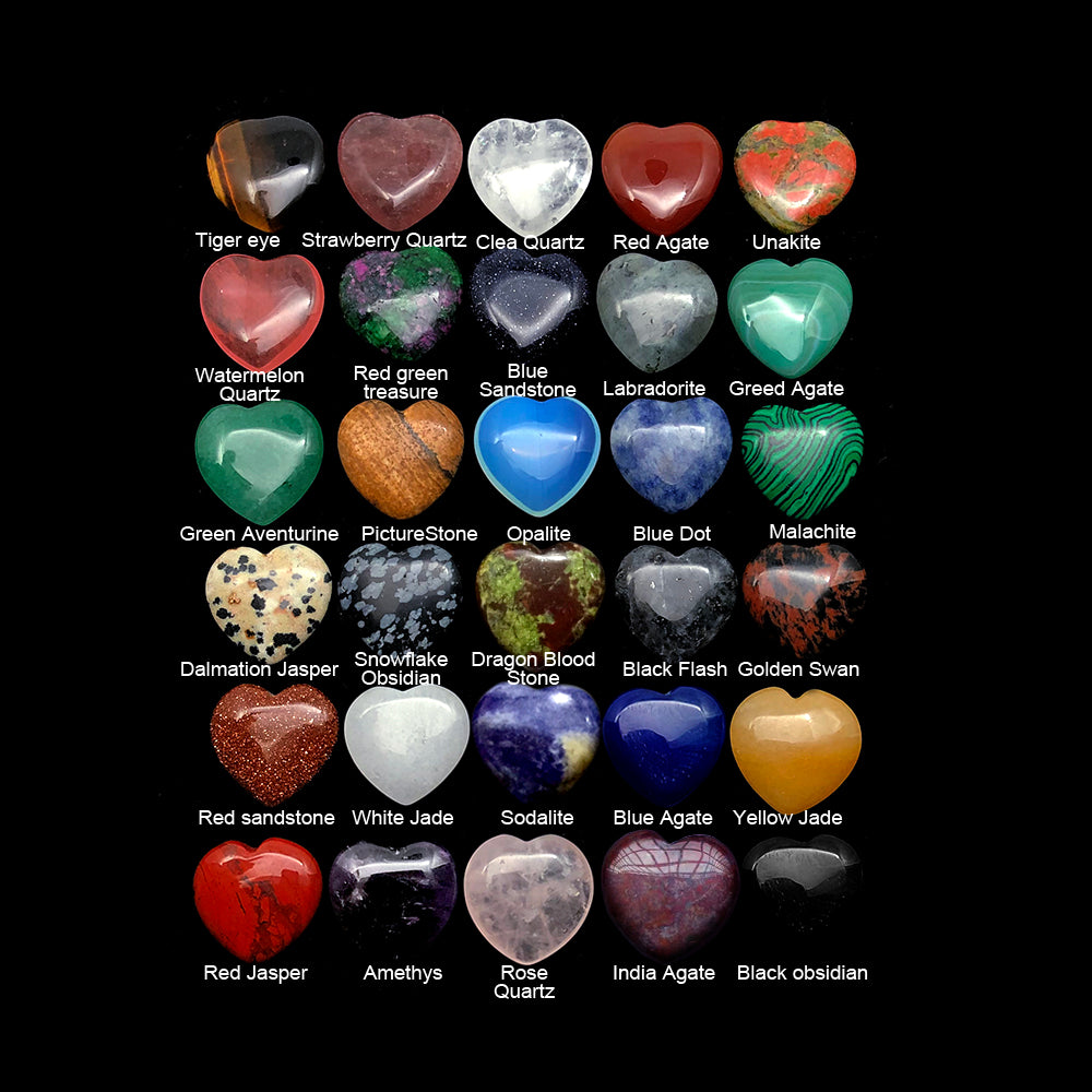 20*20*6mm Natural Love Heart-Shaped Stone Reiki Crystals Healing Stones Crystal Heart PictureStone