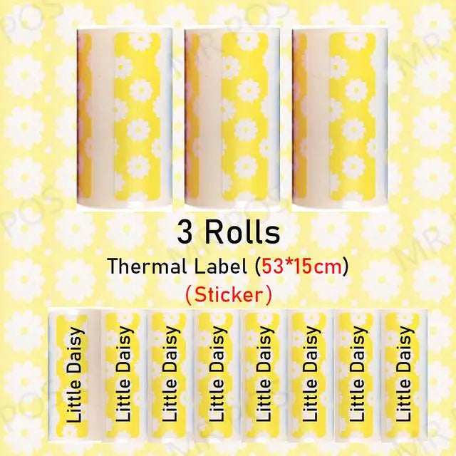 3 Rolls Thermal Paper Sticker Label