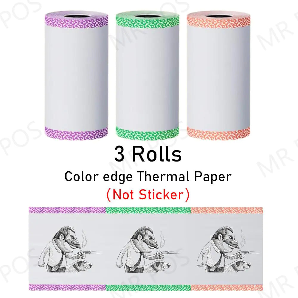 3 Rolls Thermal Paper Sticker Label