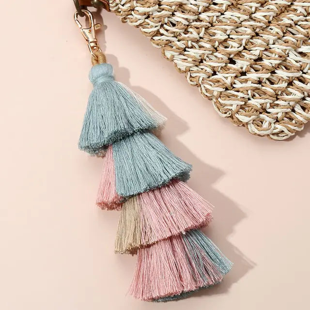 Multicolor Handmade Layered Tassel Keychain