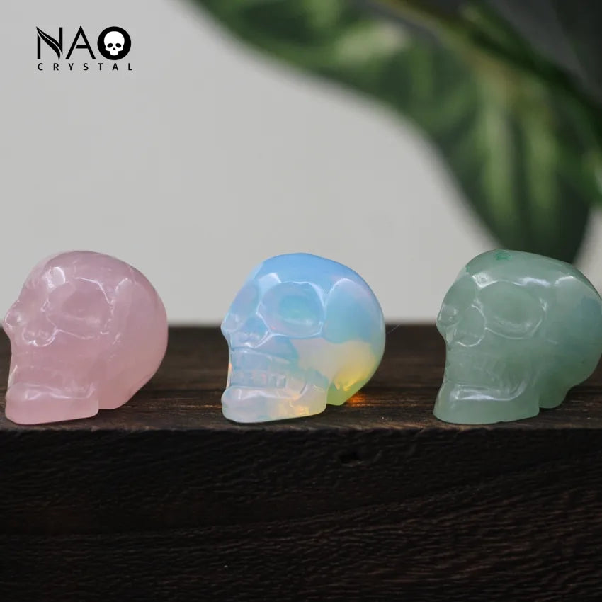 1.2 Inch Skull Statues Healing Crystal Head Cranium Figurine Halloween Decoration,Carved Gemstone Home/Office/Room Decor Gifts