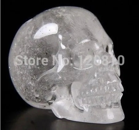 YM  324    QUARTZ ROCK CRYSTAL Carved Crystal Skull, Realistic, Crystal Healing