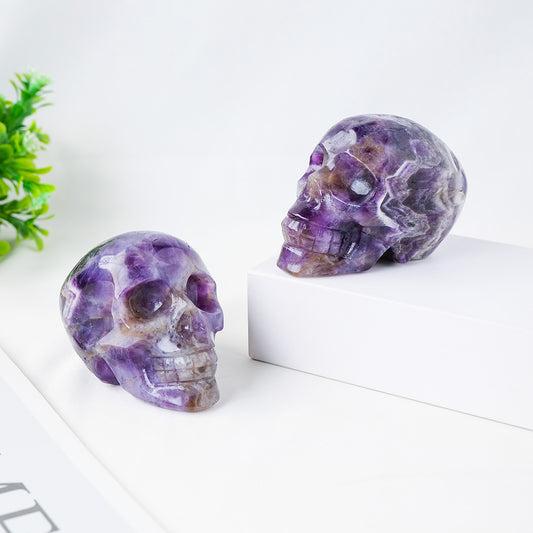 Natural Amethyst Stone Skull Carving Decoration Healing Crystal Reiki Figurine Spiritual Wicca Gift