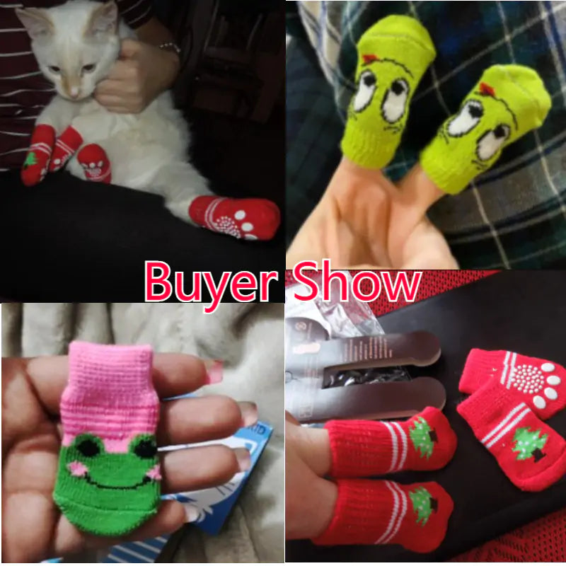 4Pcs Set Knitted Pet Socks