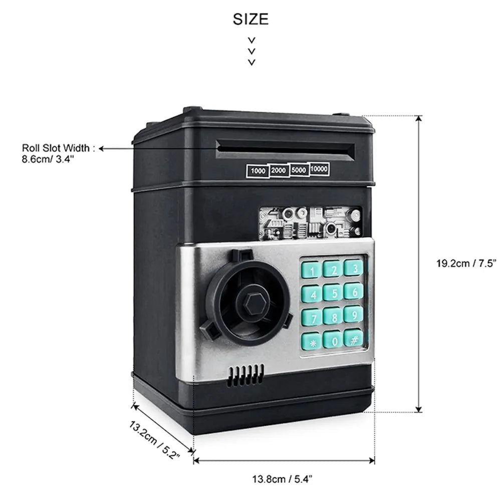 Electronic Piggy Bank ATM Password Money Box Cash Coins Saving Box ATM Bank Safe Box Automatic Deposit Banknote Christmas Gift